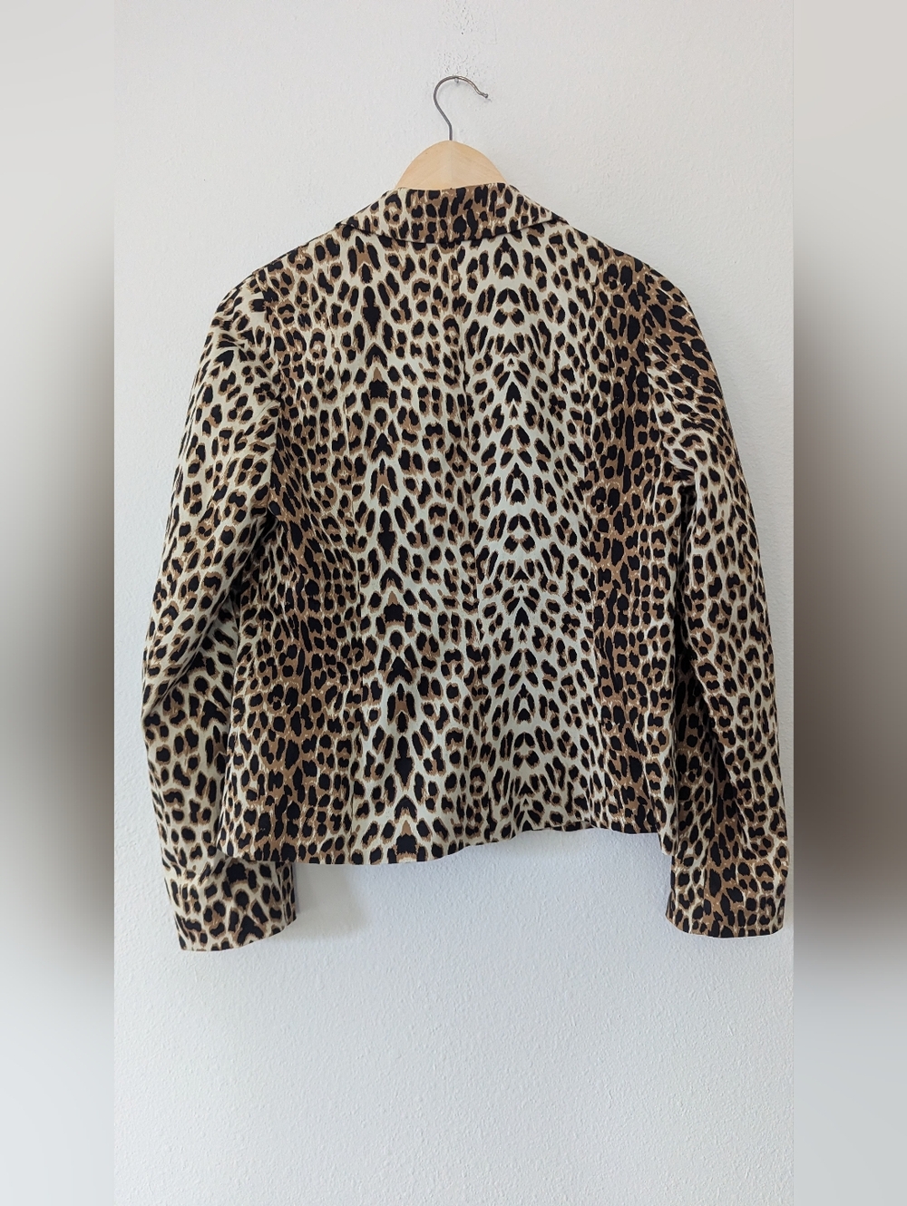 Leopard Print Women's Blazer Jacket - Brown/Black - Picture 6 of 7